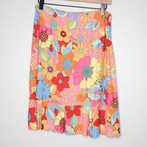 Toto N Ko VTG Womens Straight Skirt Size 14 Multicolor Floral 70s Festival Retro